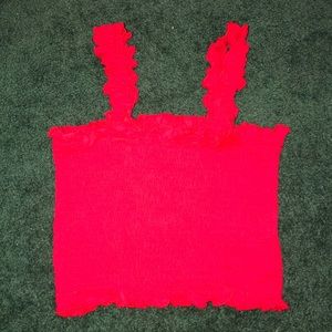 Red ruffled tank